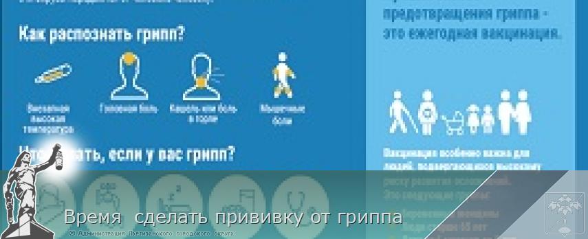 Время сделать прививку от гриппа | Администрация муниципального округа город Партизанск Приморского края Официальный сайт Время сделать прививку от гриппа | Администрация муниципального округа город Партизанск Приморского края Официальный сайт